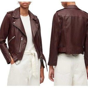 All Saints Burgundy Leather Jacket